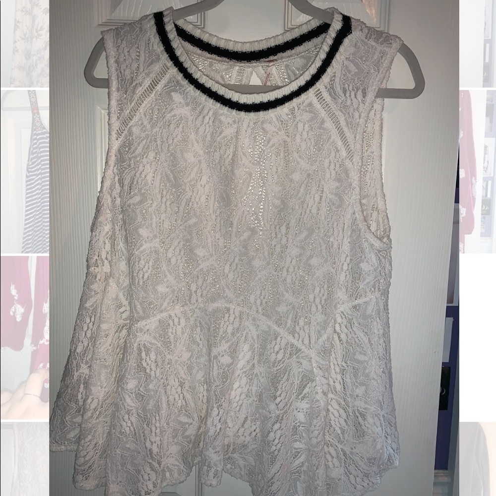 Free People White and Black Tank Top